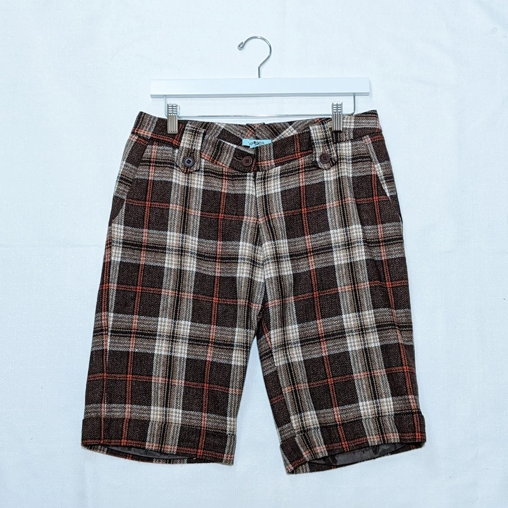 Vintage Papaya Wool Blend Bermuda Shorts | Plaid | Y2K | Grunge | Chic